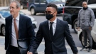 Cuba Gooding Jr., right, arrives at criminal court for his sexual misconduct case, Monday, Oct. 18, 2021, in New York. (AP Photo/John Minchillo)